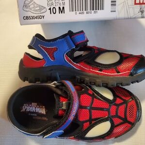 NEW Marvel Spider-Man LIGHT UP Sandal Boys 10M Leather Mesh Upper Stride Rite